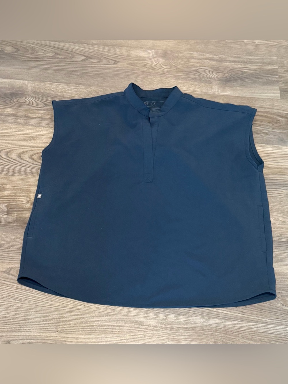 Figs Navy Sleeveless Mock Neck Tank
